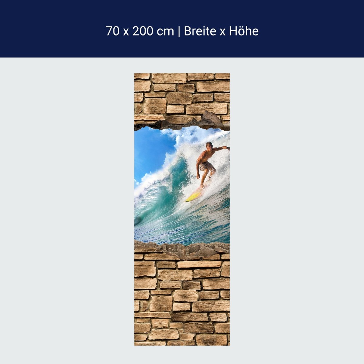 Türtapete 3D Surfing - Steinmauer M0672