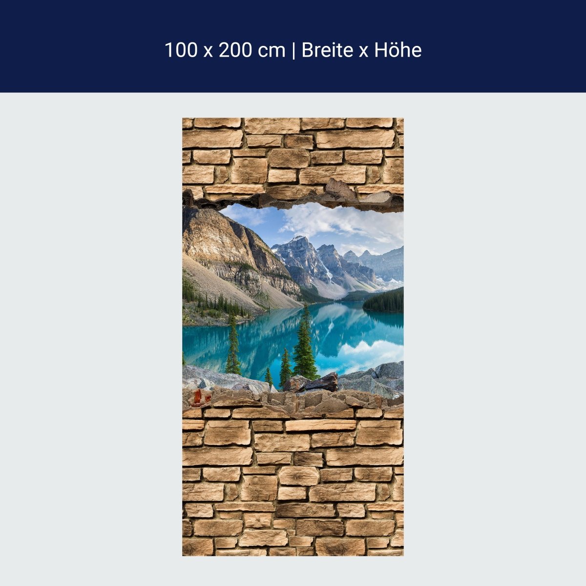 Duschwand 3D Moraine lake rocky mountain panorama - Steinmauer M0676