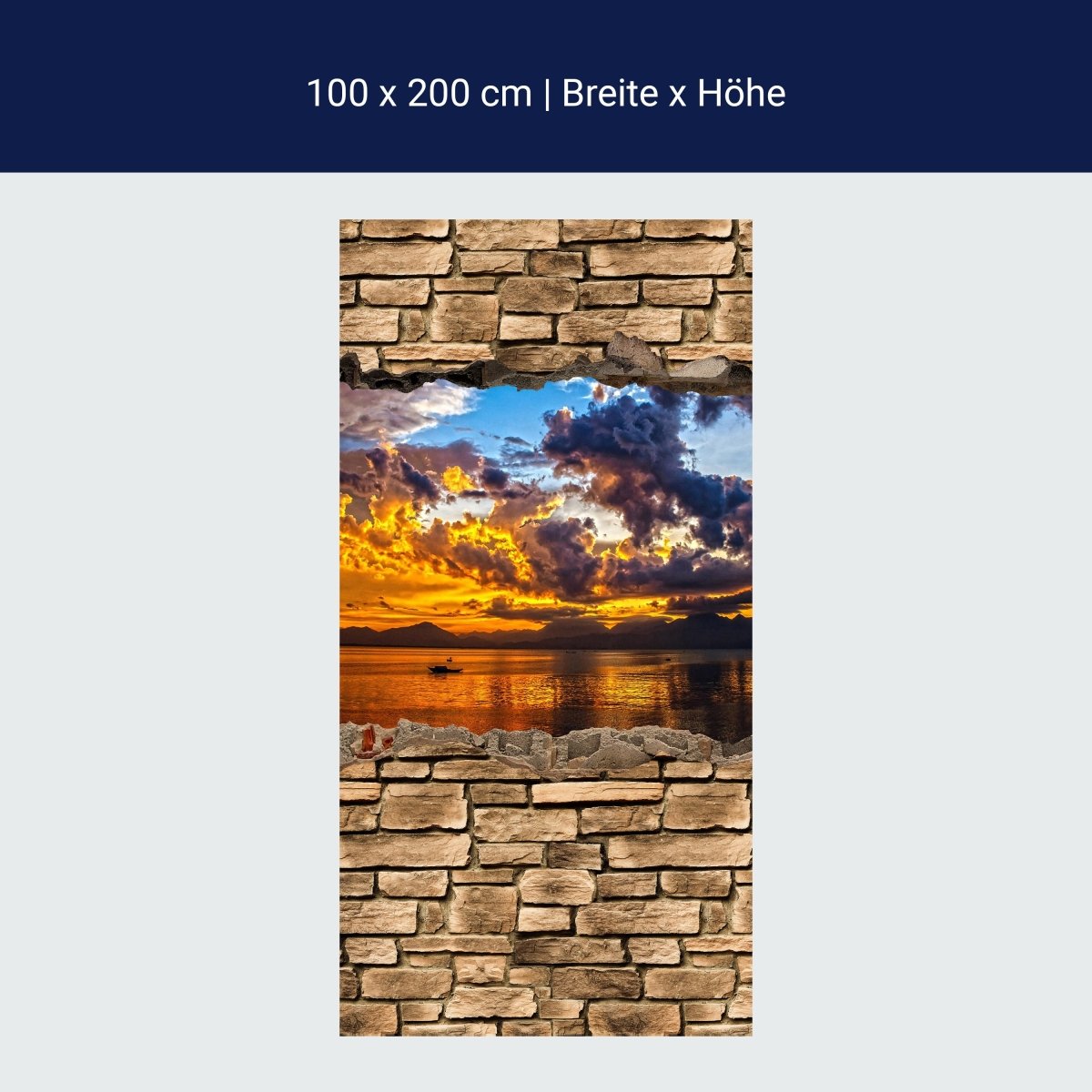 Duschwand 3D Optik - Sonnenuntergang- Steinmauer M0678 Duschwand 3D Optik - Sonnenuntergang- Steinmauer M0678