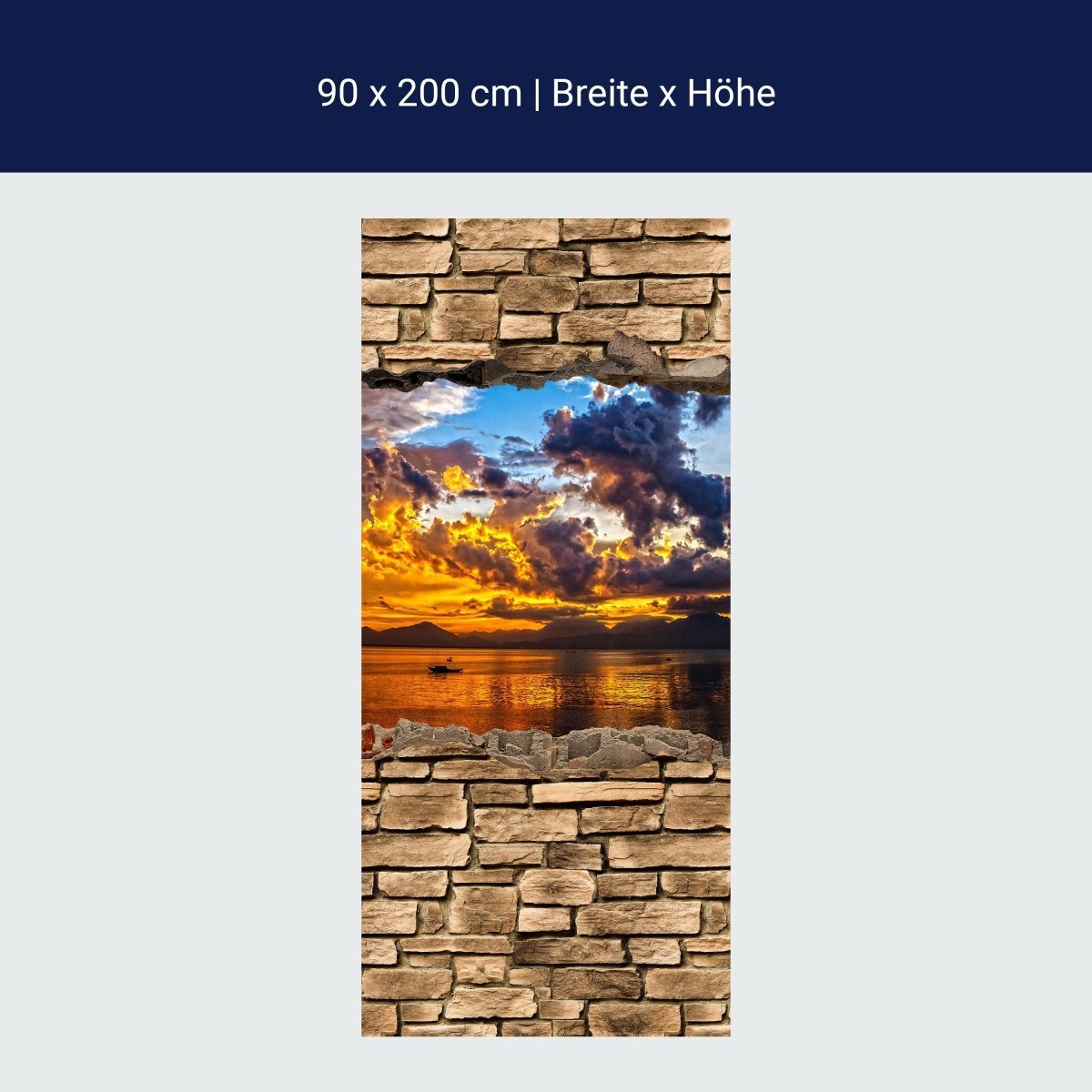 Duschwand 3D Optik - Sonnenuntergang- Steinmauer M0678 Duschwand 3D Optik - Sonnenuntergang- Steinmauer M0678