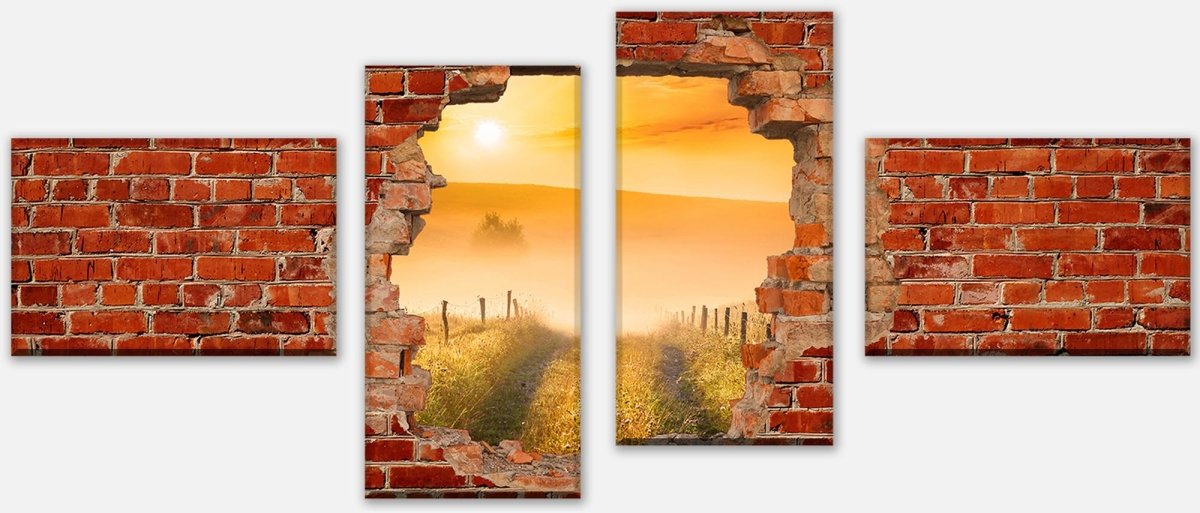 Leinwandbild Mehrteiler Diesige Landschaft - Roter Backstein M0680 Leinwandbild Mehrteiler Diesige Landschaft - Roter Backstein M0680