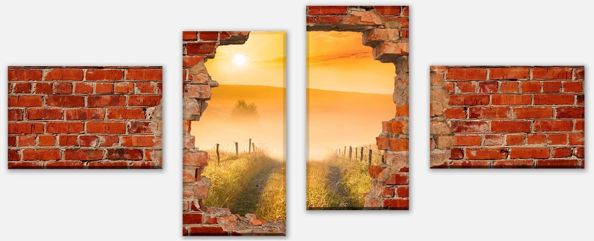 Leinwandbild Mehrteiler Diesige Landschaft - Roter Backstein M0680 Leinwandbild Mehrteiler Diesige Landschaft - Roter Backstein M0680