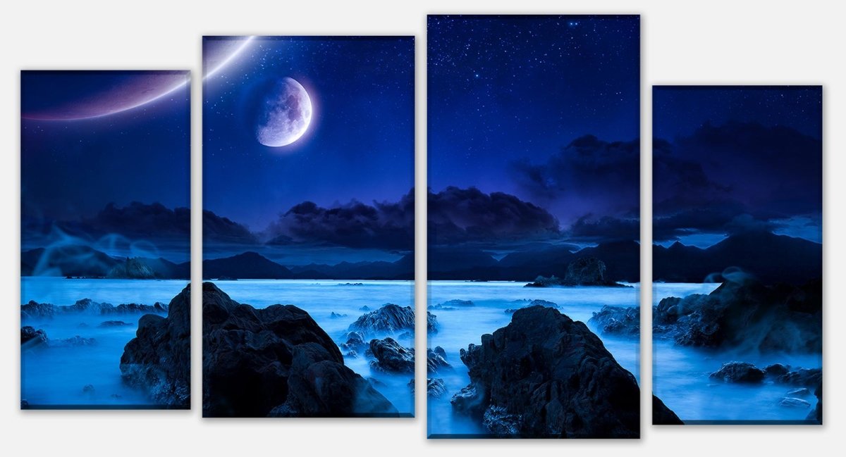 Leinwandbild Mehrteiler Landschaft der Küste in der Nacht M0696 Leinwandbild Mehrteiler Landschaft der Küste in der Nacht M0696
