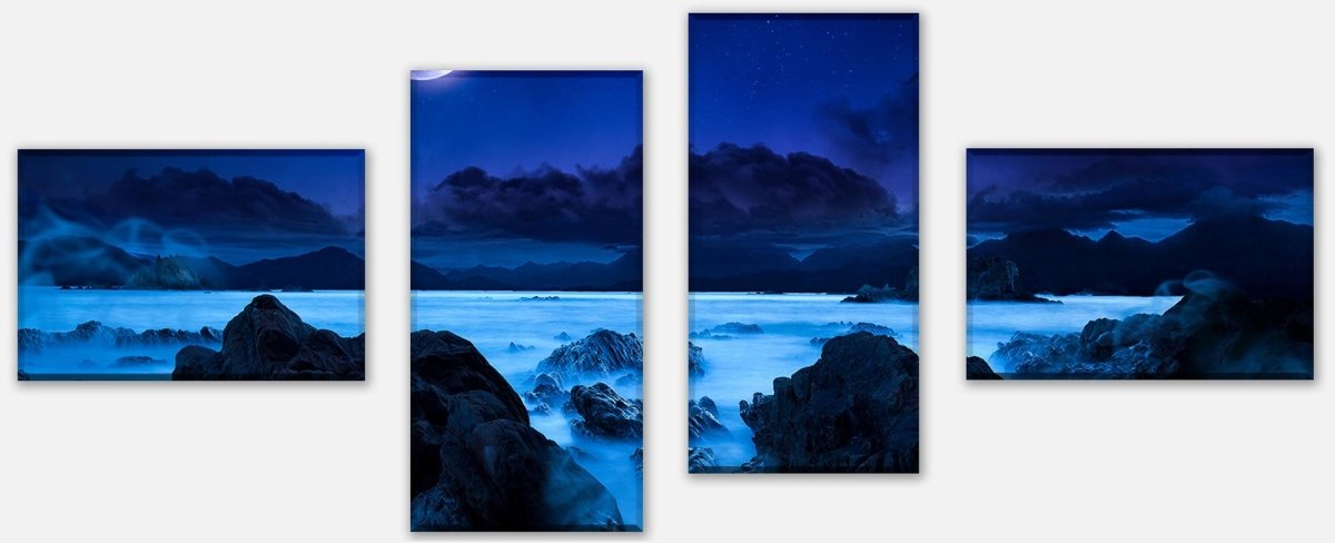 Leinwandbild Mehrteiler Landschaft der Küste in der Nacht M0696 Leinwandbild Mehrteiler Landschaft der Küste in der Nacht M0696