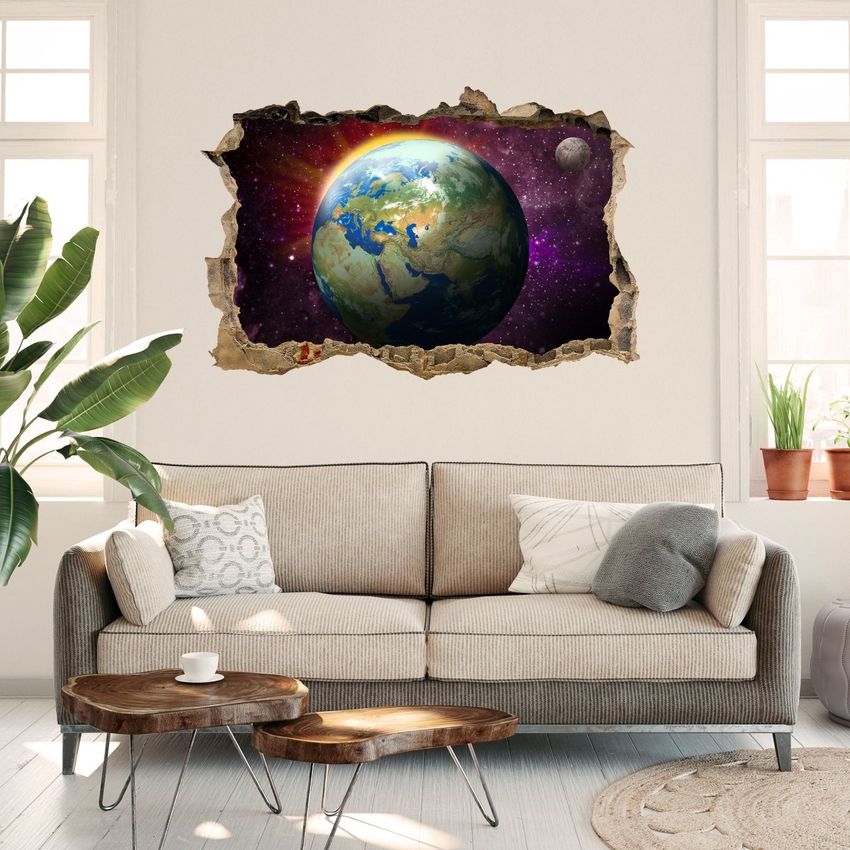3D-Wandsticker Erde, Mond und Sonne - Wandtattoo M0697