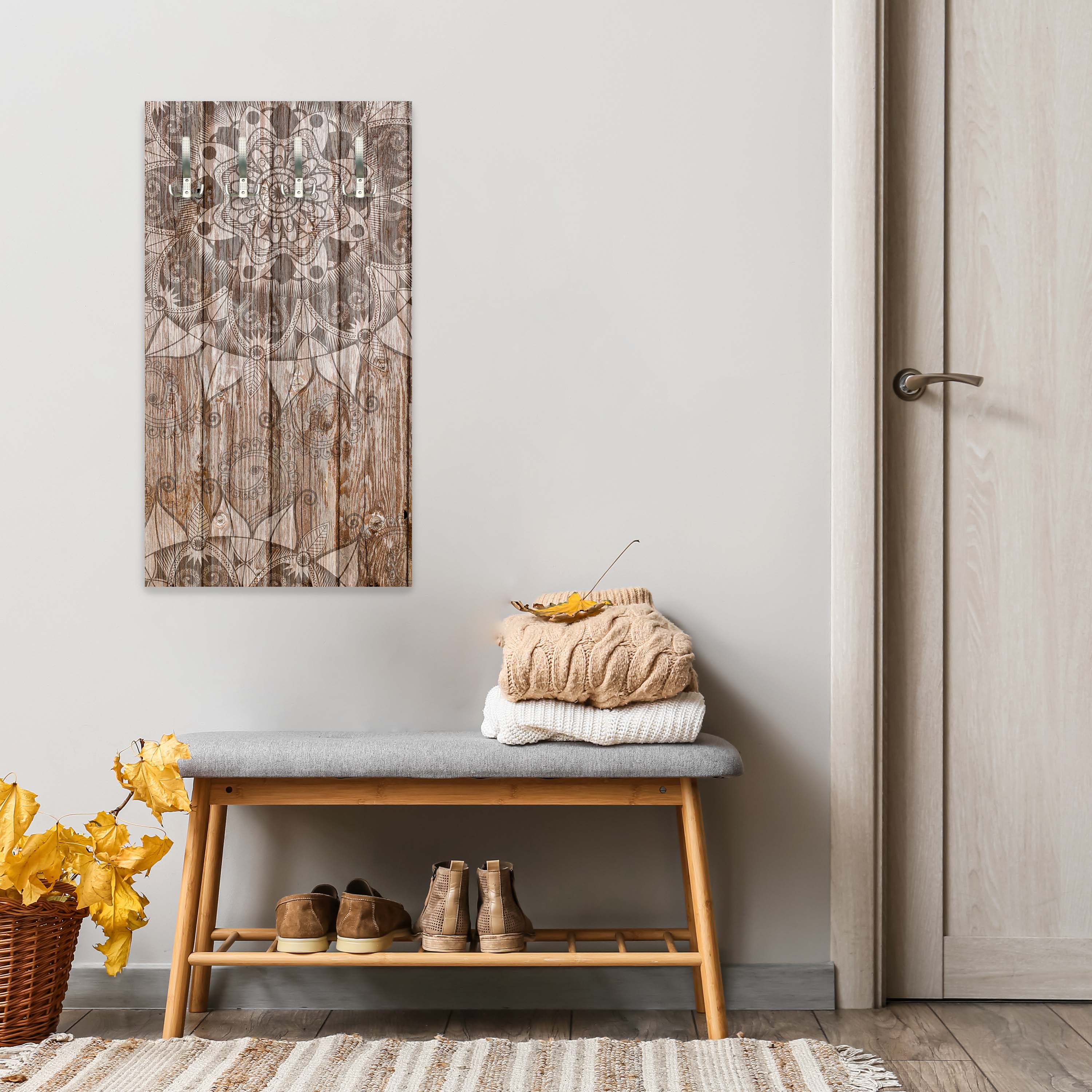 Garderobe Holzwand mit Mandalas M0722 entdecken - Bild 6 Garderobe Holzwand mit Mandalas M0722 entdecken - Bild 6