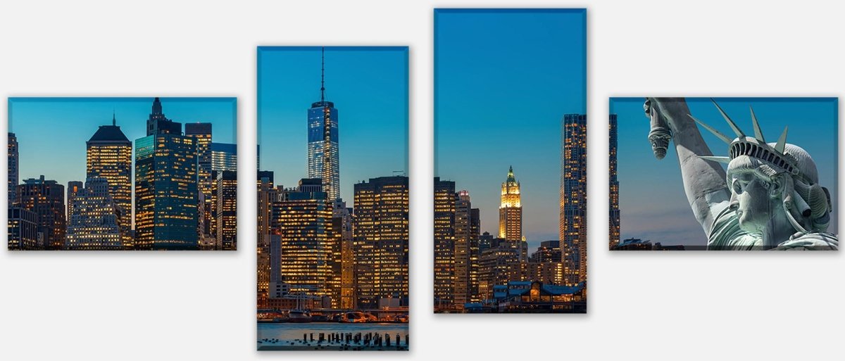 Leinwandbild Mehrteiler New York Skyline Freiheitsstatue M0726 Leinwandbild Mehrteiler New York Skyline Freiheitsstatue M0726