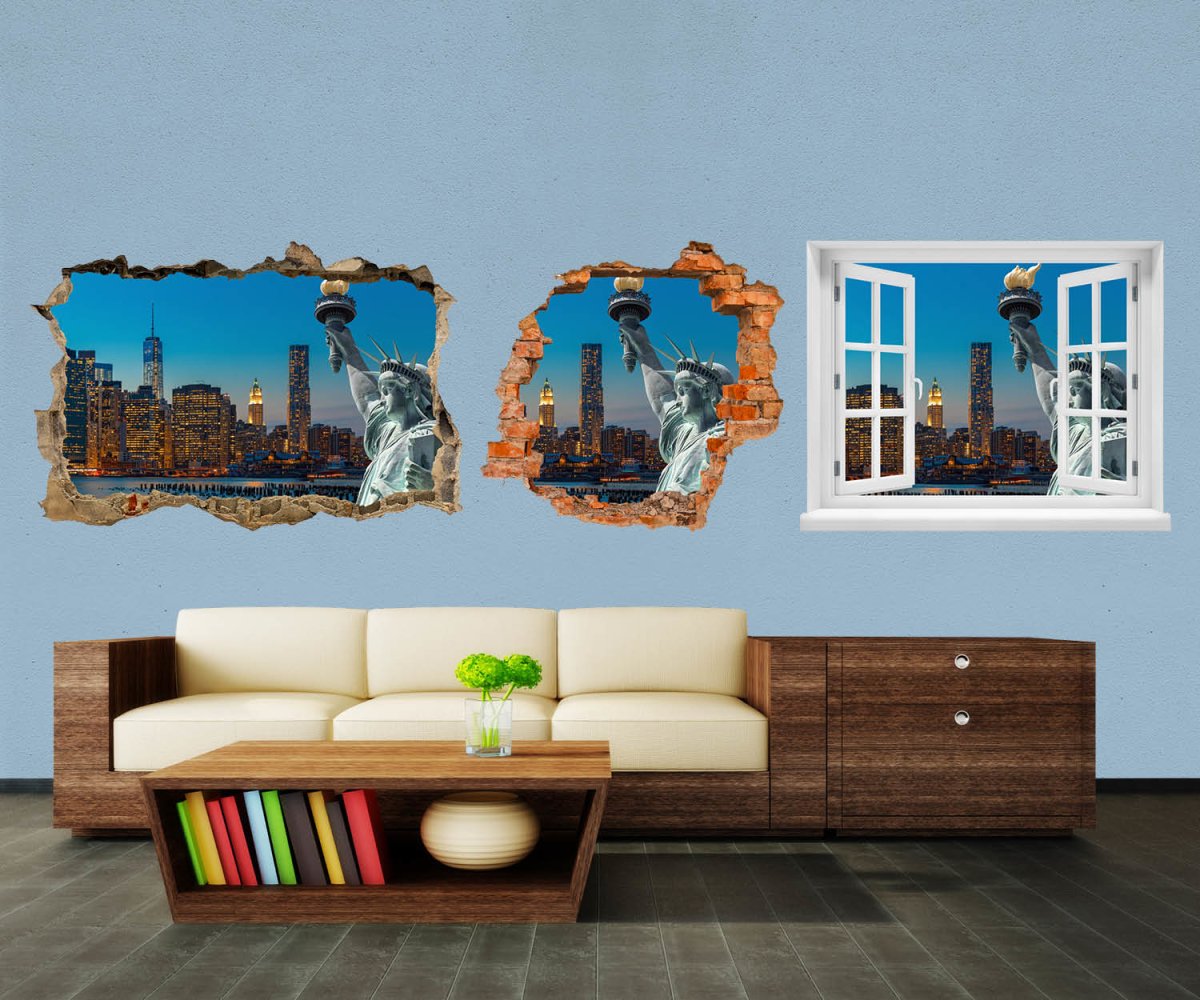 3D-Wandtattoo New York Skyline Freiheitsstatue entdecken - Wandsticker M0726 - Bild 1