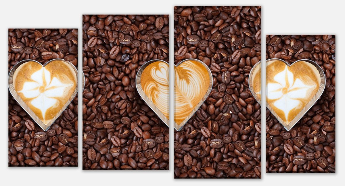 Leinwandbild Mehrteiler Kaffeebohnen und Kaffeeherzen M0731 Leinwandbild Mehrteiler Kaffeebohnen und Kaffeeherzen M0731