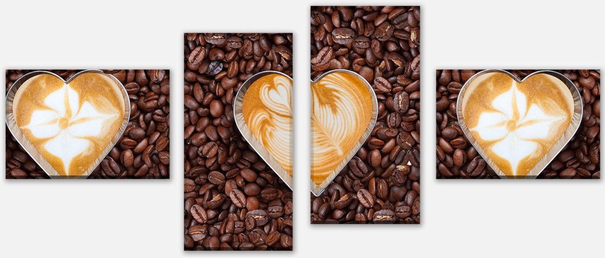 Leinwandbild Mehrteiler Kaffeebohnen und Kaffeeherzen M0731 Leinwandbild Mehrteiler Kaffeebohnen und Kaffeeherzen M0731