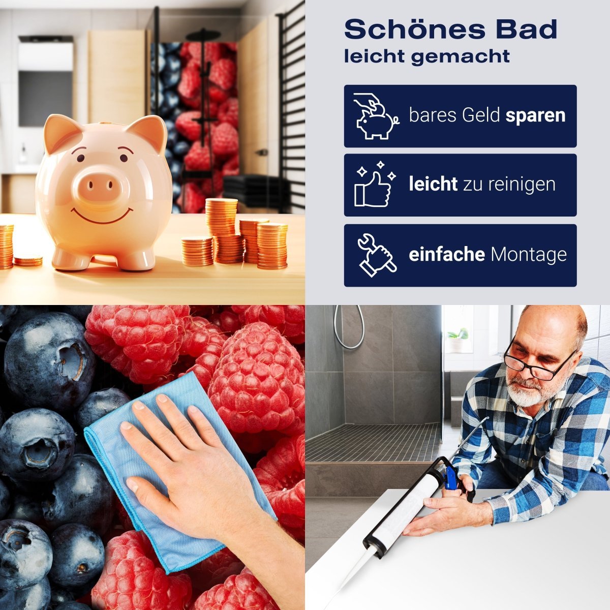 Duschwand Heidelbeeren und Himbeeren M0732 entdecken - Bild 7 Duschwand Heidelbeeren und Himbeeren M0732 entdecken - Bild 7