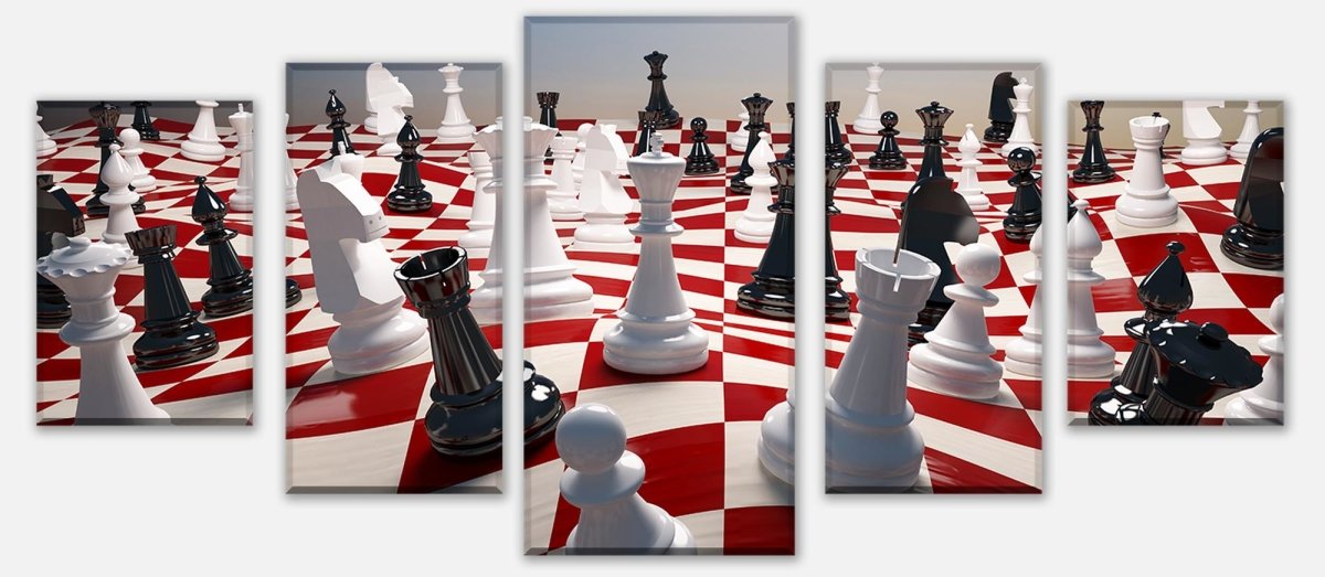 Leinwandbild Mehrteiler Schach auf einem winkenden Schachfeld M0779 entdecken - Bild 1