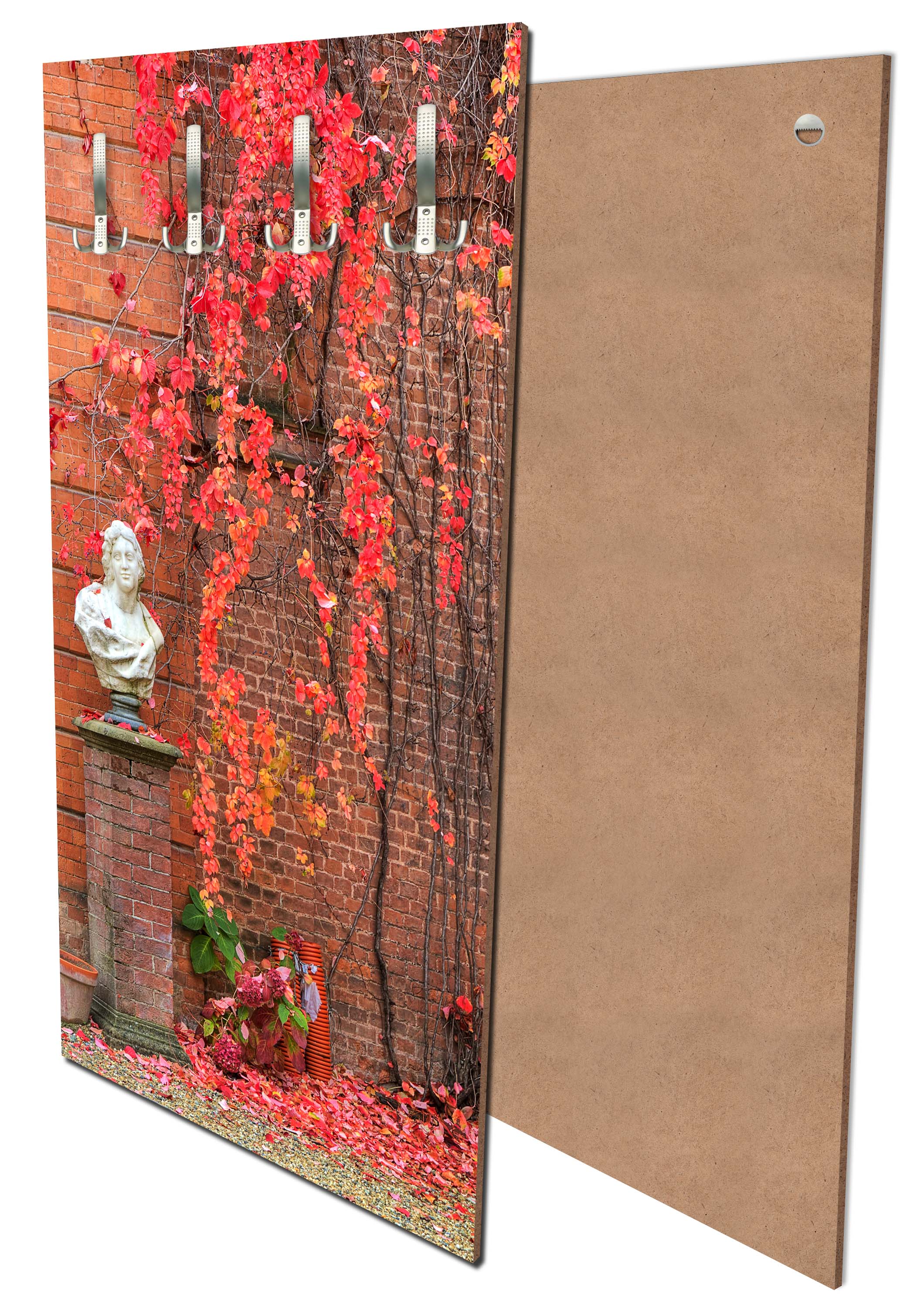 Garderobe Efeu mit roten Blättern wachsen auf einer roten Mauer M0789 entdecken - Bild 1