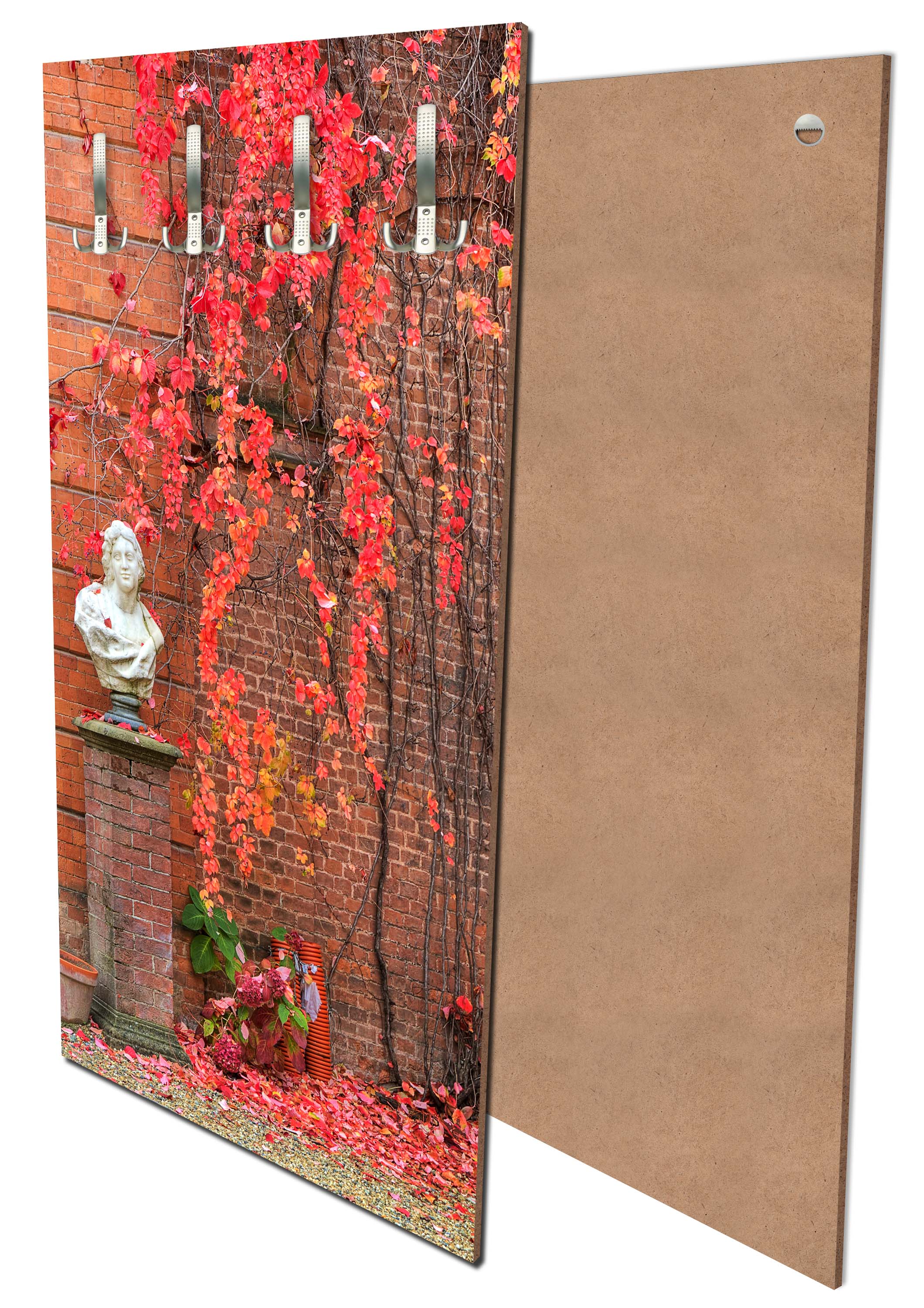 Garderobe Efeu mit roten Blättern wachsen auf einer roten Mauer M0789 entdecken - Bild 1 Garderobe Efeu mit roten Blättern wachsen auf einer roten Mauer M0789 entdecken - Bild 1