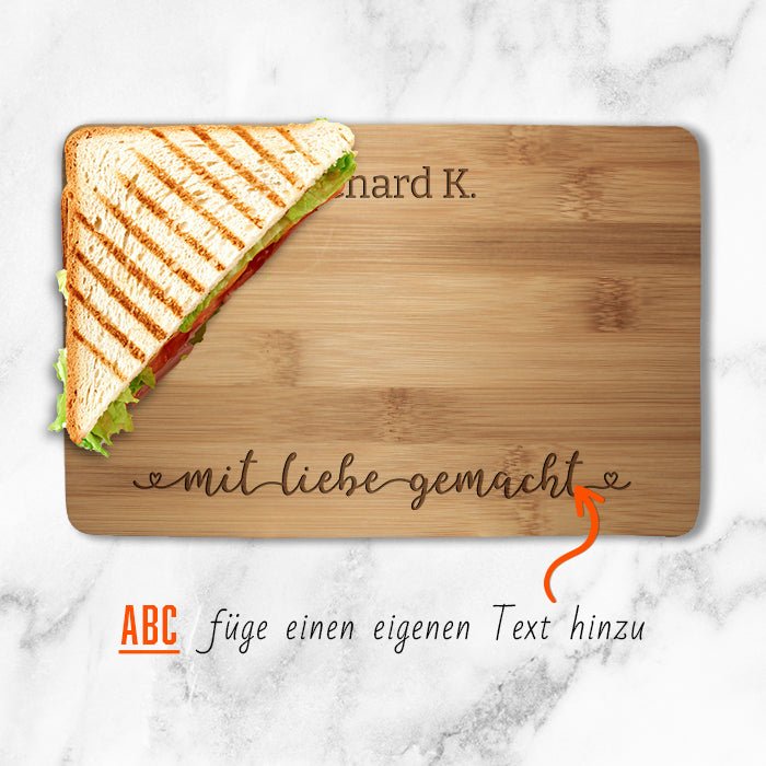 Frühstücksbrettchen Mit Liebe gemacht, Herz M0803 - Bild 2 Frühstücksbrettchen Mit Liebe gemacht, Herz M0803 - Bild 2