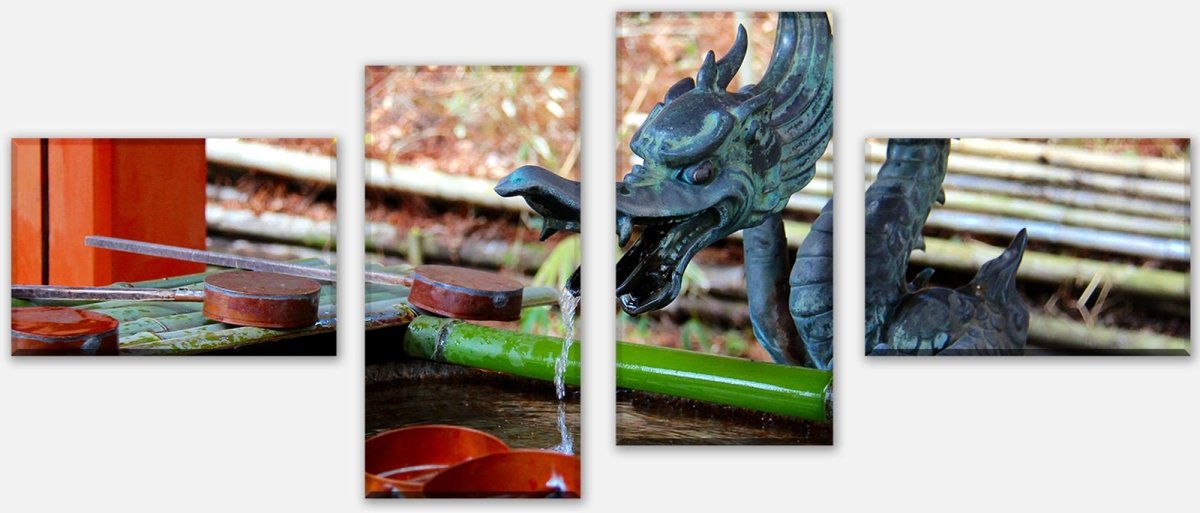 Leinwandbild Mehrteiler Brunnen im japanischen Tempelgarten M0812 Leinwandbild Mehrteiler Brunnen im japanischen Tempelgarten M0812