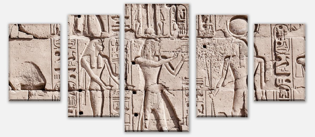 Leinwandbild Mehrteiler Hieroglyphenschnitzereien an der Wand M0817 entdecken - Bild 1