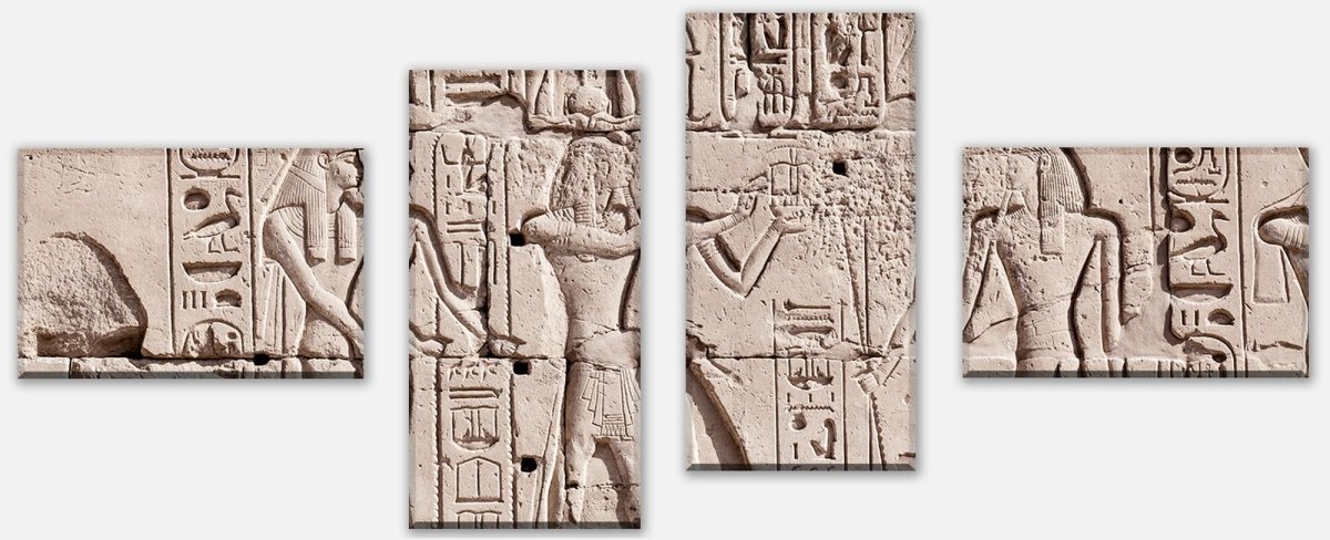 Leinwandbild Mehrteiler Hieroglyphenschnitzereien an der Wand M0817