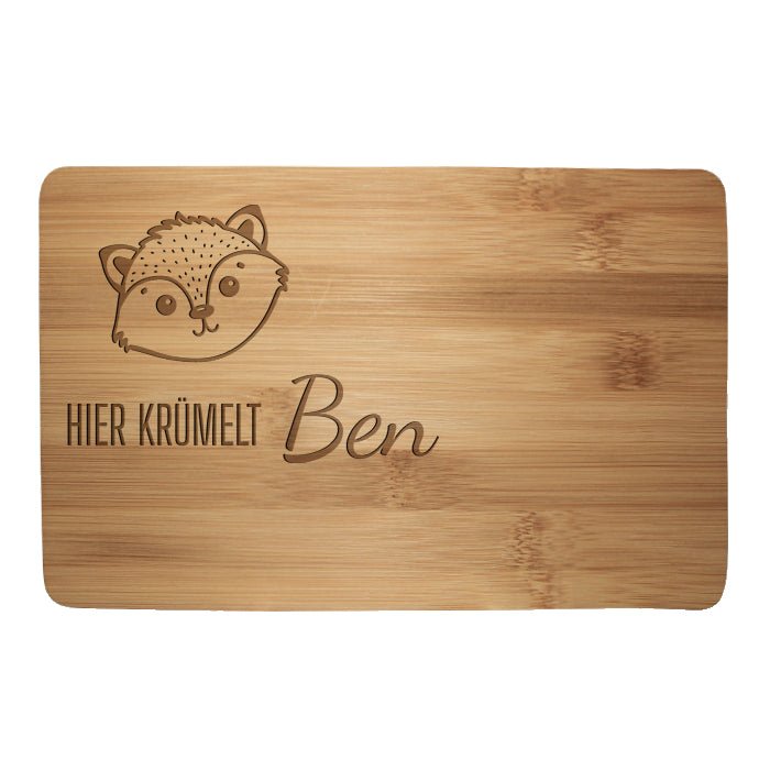 Frühstücksbrettchen Fuchs, hier krümelt M0836 - Bild 1 Frühstücksbrettchen Fuchs, hier krümelt M0836 - Bild 1