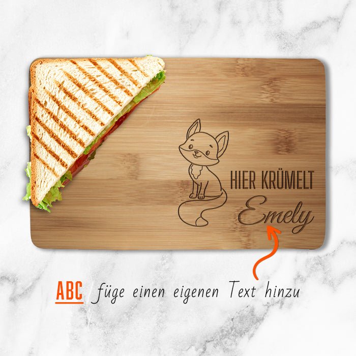 Frühstücksbrettchen Fuchs, hier krümelt M0837 - Bild 2 Frühstücksbrettchen Fuchs, hier krümelt M0837 - Bild 2