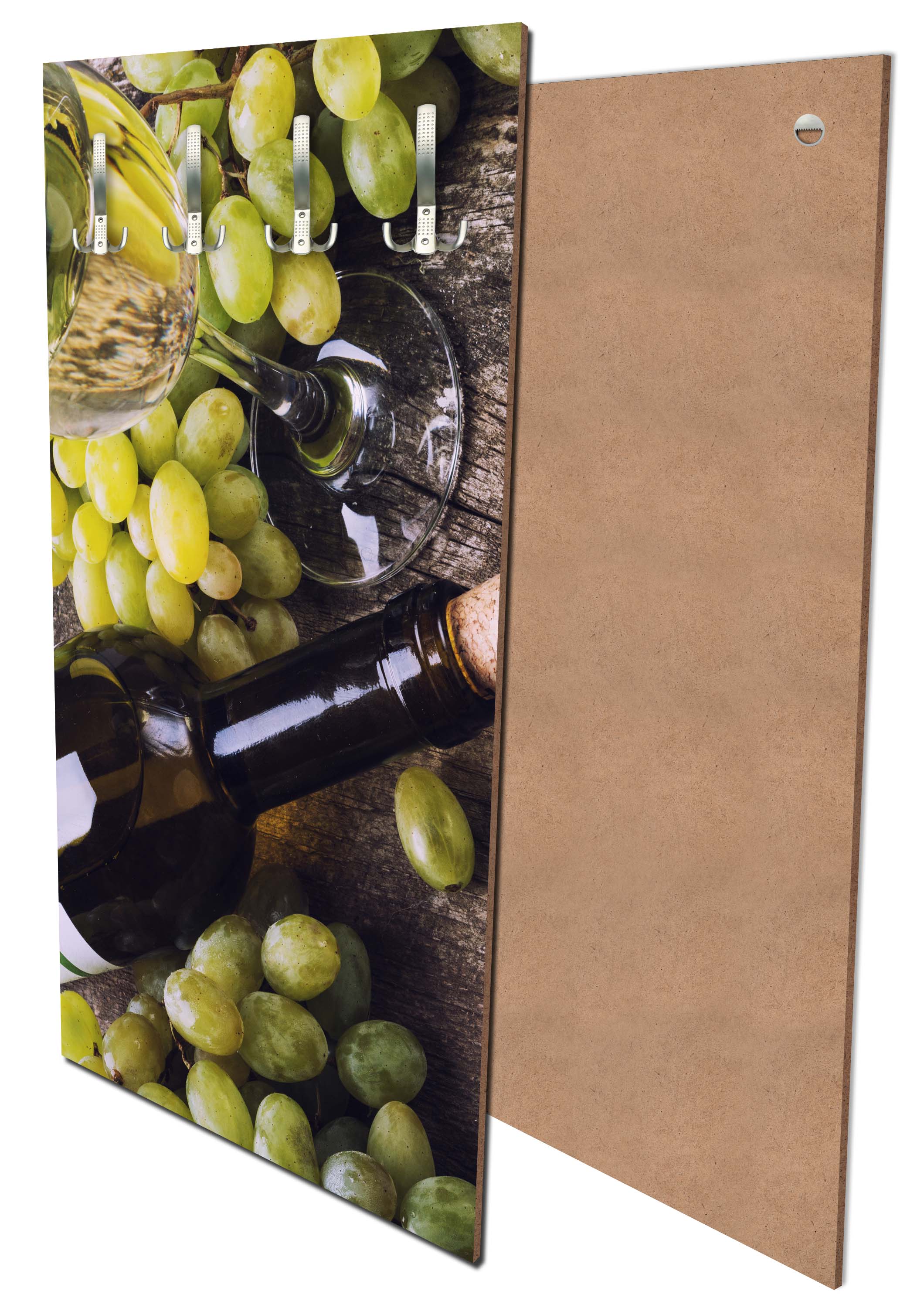 Garderobe Flasche Weißwein und Trauben auf einem alten Tisch M0838 entdecken - Bild 1