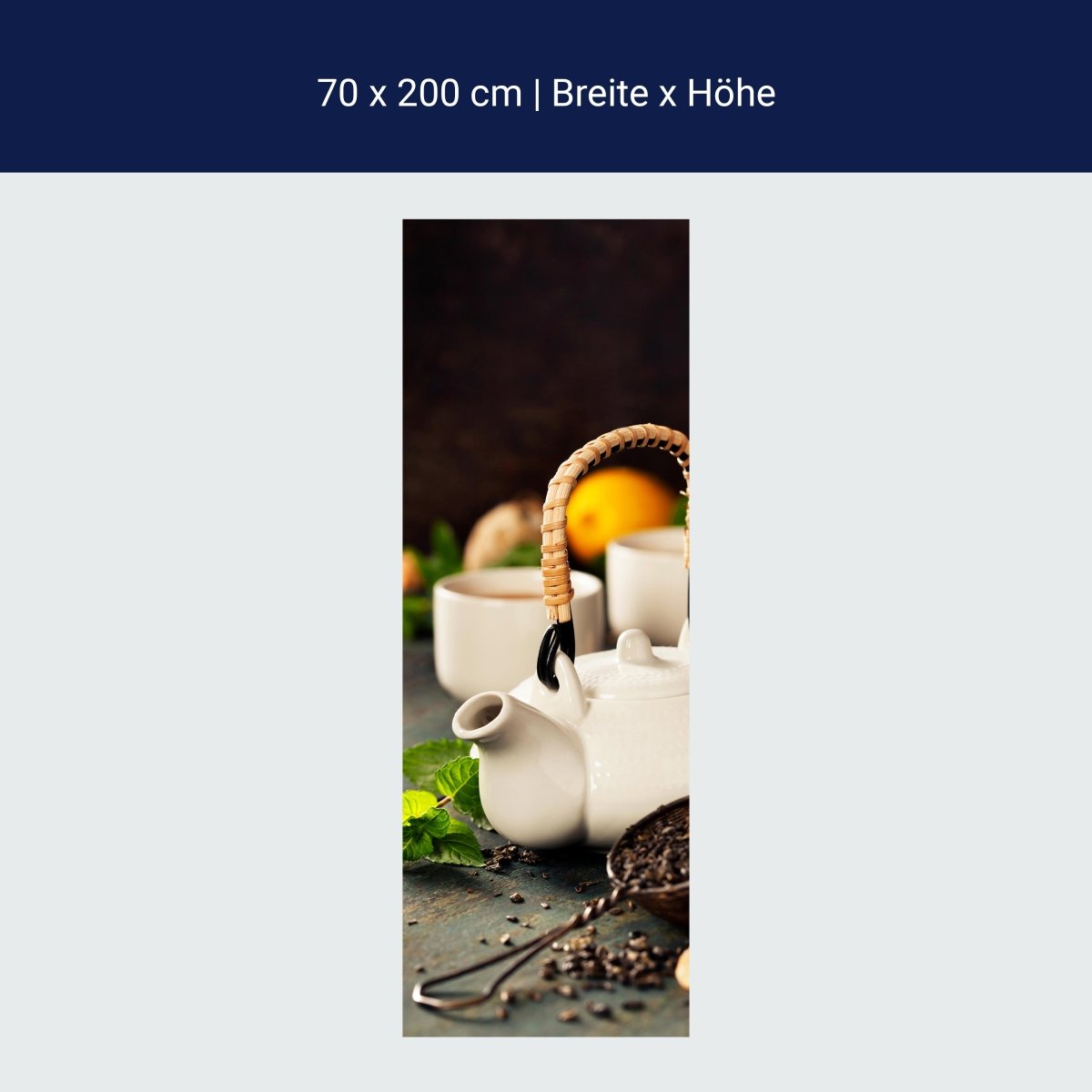Türtapete Teekanne und Tasse Tee mit Minze M0845