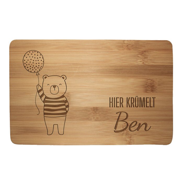 Frühstücksbrettchen Bär, Teddy, hier krümelt M0850 - Bild 1 Frühstücksbrettchen Bär, Teddy, hier krümelt M0850 - Bild 1