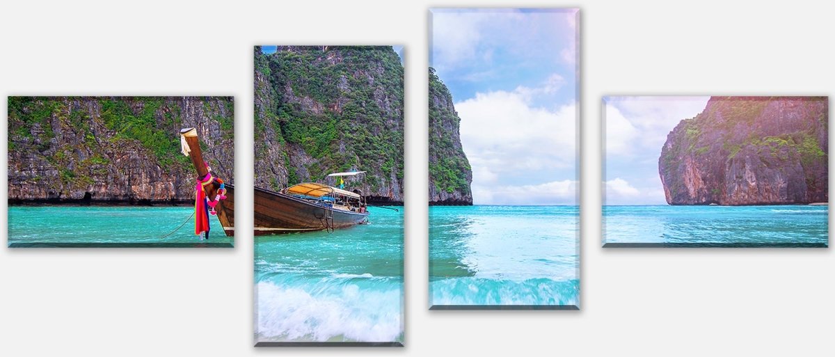 Leinwandbild Mehrteiler Boot in Phi Phi Insel, Thailand M0856 Leinwandbild Mehrteiler Boot in Phi Phi Insel, Thailand M0856