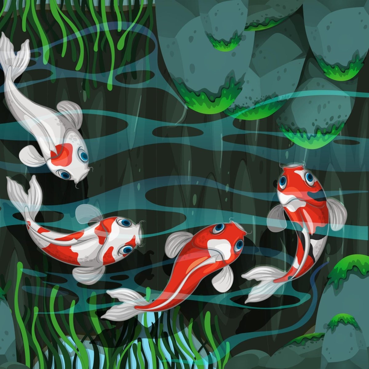 Beistelltisch Vier Fische schwimmen im Teich M0862 entdecken - Bild 2 Beistelltisch Vier Fische schwimmen im Teich M0862 entdecken - Bild 2