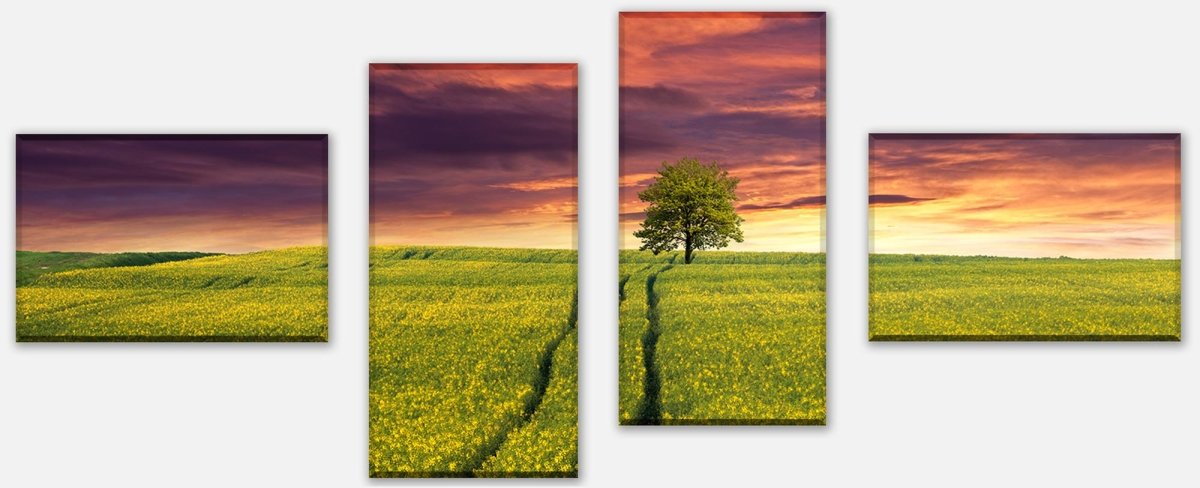 Leinwandbild Mehrteiler Landschaft mit einem Feld von gelben Blumen M0874 Leinwandbild Mehrteiler Landschaft mit einem Feld von gelben Blumen M0874