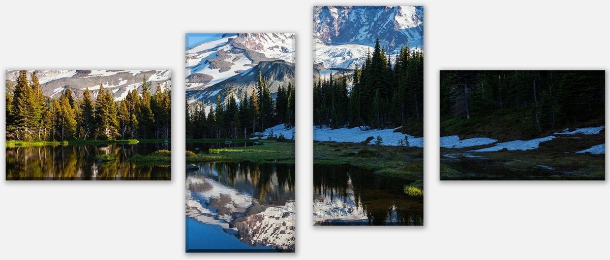 Leinwandbild Mehrteiler Wald mit einem See auf einer Berglandschaft M0880 Leinwandbild Mehrteiler Wald mit einem See auf einer Berglandschaft M0880