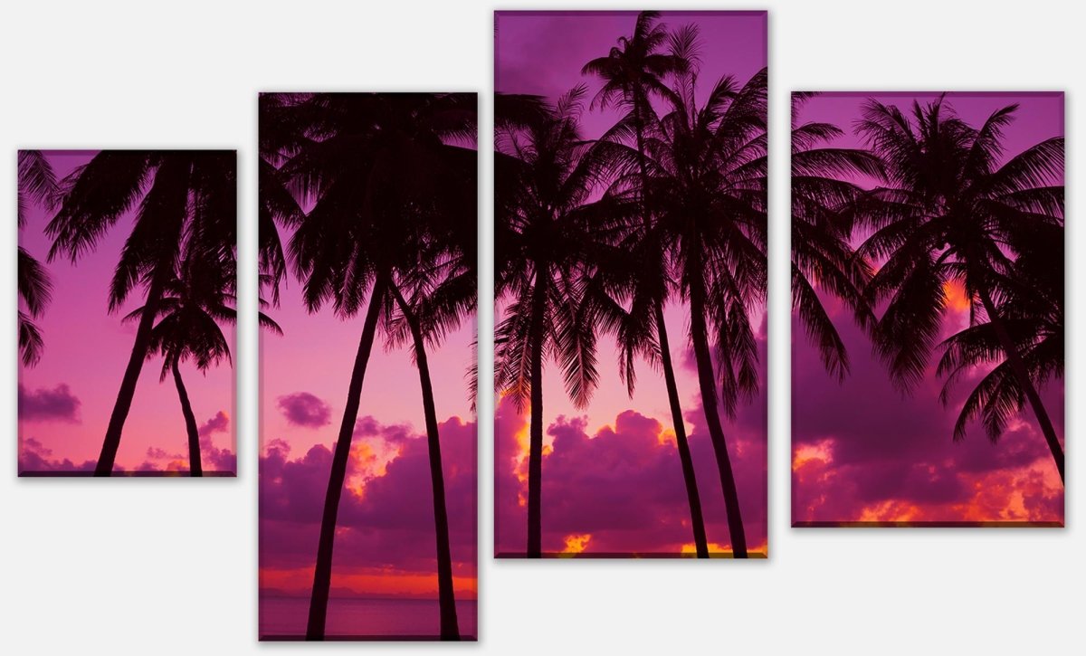 Leinwandbild Mehrteiler Palmen Silhouette bei Sonnenuntergang. Thailand M0889 Leinwandbild Mehrteiler Palmen Silhouette bei Sonnenuntergang. Thailand M0889