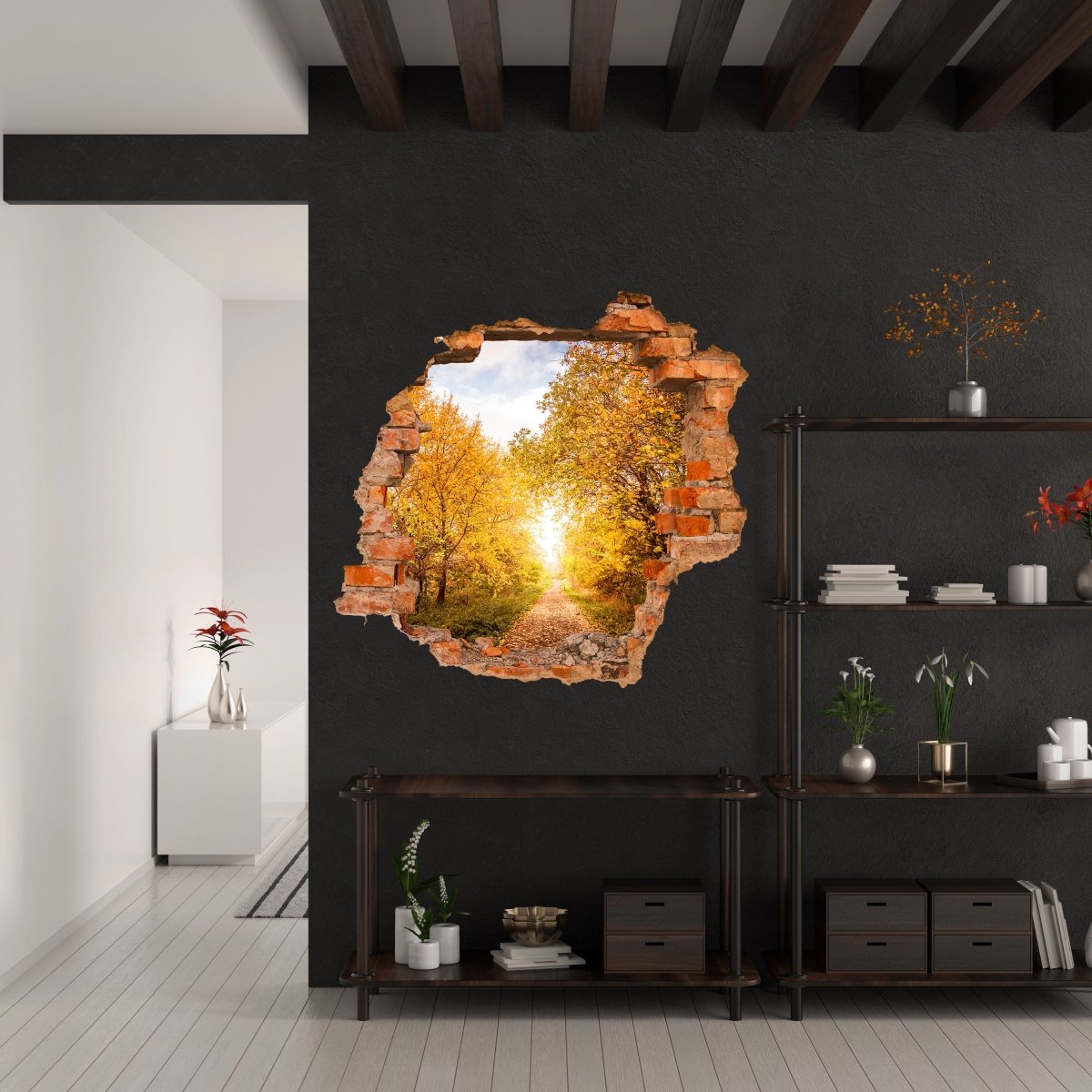 3D-Wandsticker Herbstlandschaft in warmen Farben - Wandtattoo M0896