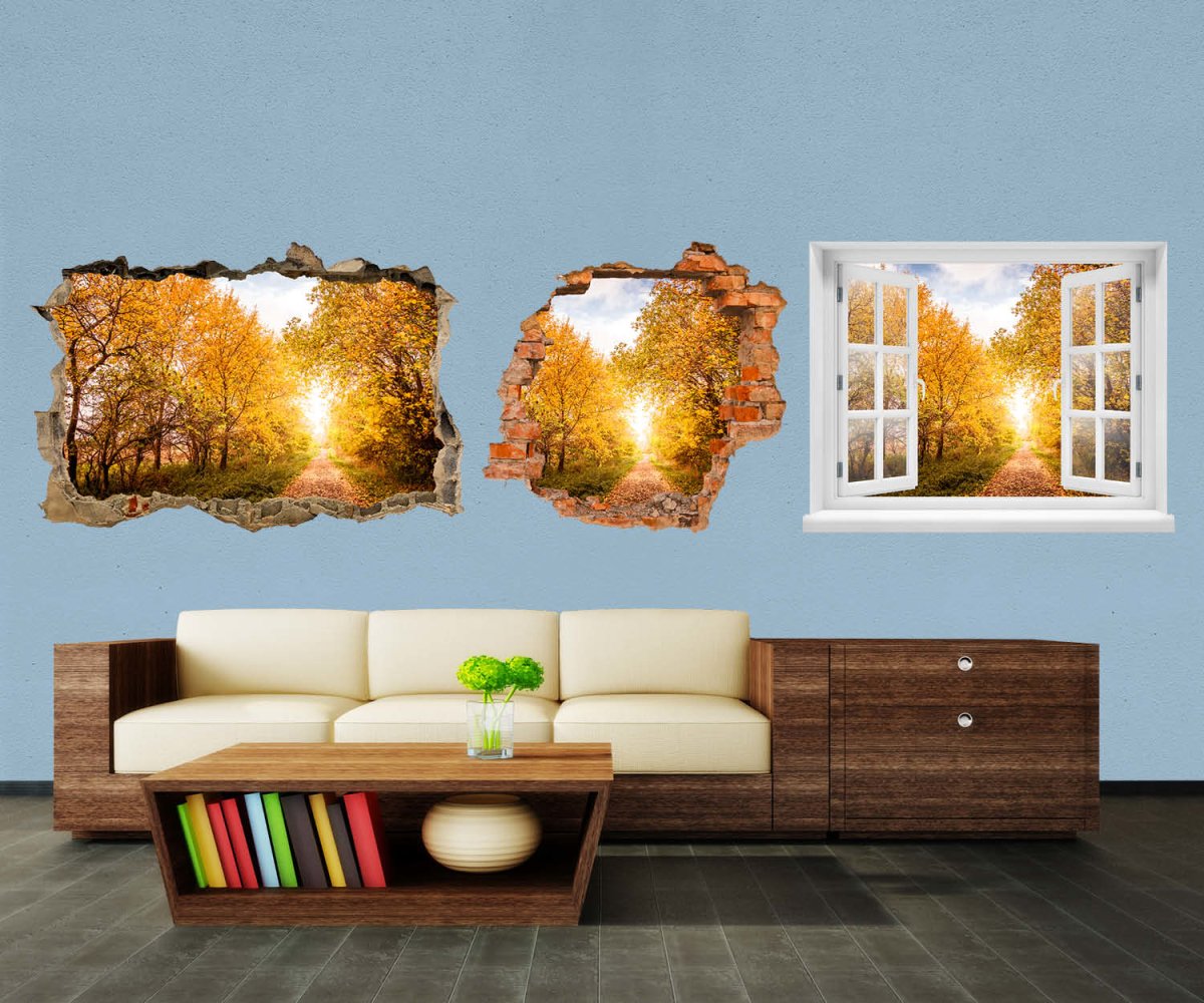 3D-Wandtattoo Herbstlandschaft in warmen Farben entdecken - Wandsticker M0896 - Bild 1