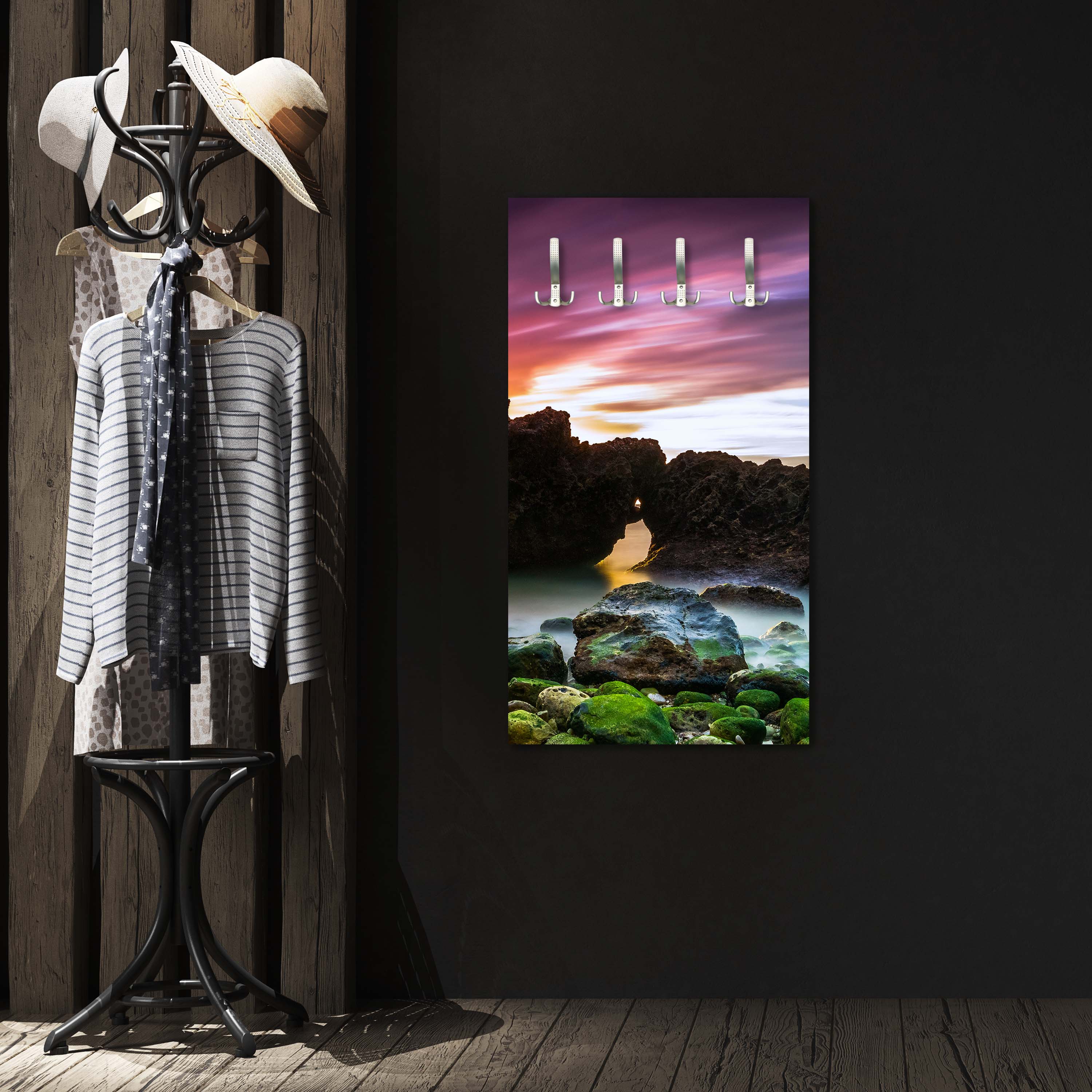 Garderobe Strand bei Sonnenuntergang mit Felsen M0902 entdecken - Bild 3 Garderobe Strand bei Sonnenuntergang mit Felsen M0902 entdecken - Bild 3