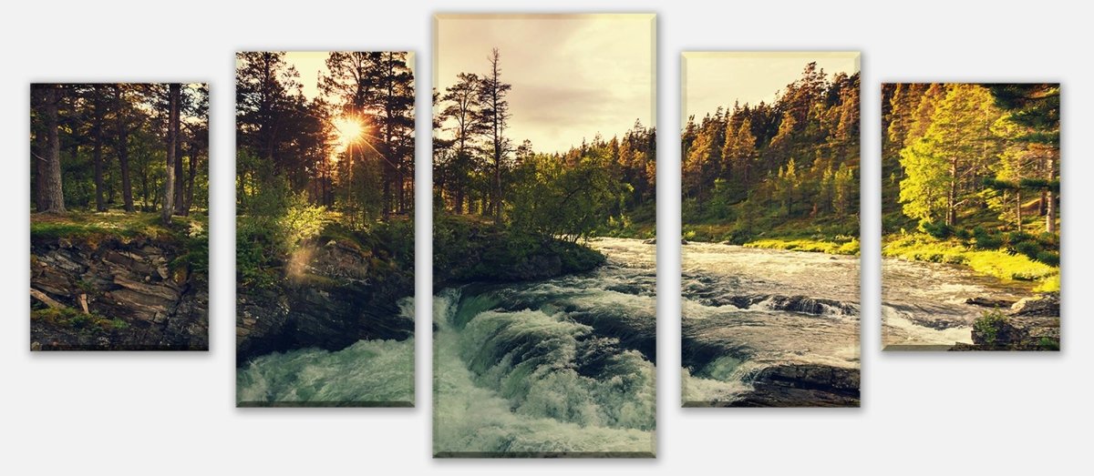 Leinwandbild Mehrteiler Sonnenuntergang, Fluss in Norwegen M0917 entdecken - Bild 1 Leinwandbild Mehrteiler Sonnenuntergang, Fluss in Norwegen M0917 entdecken - Bild 1