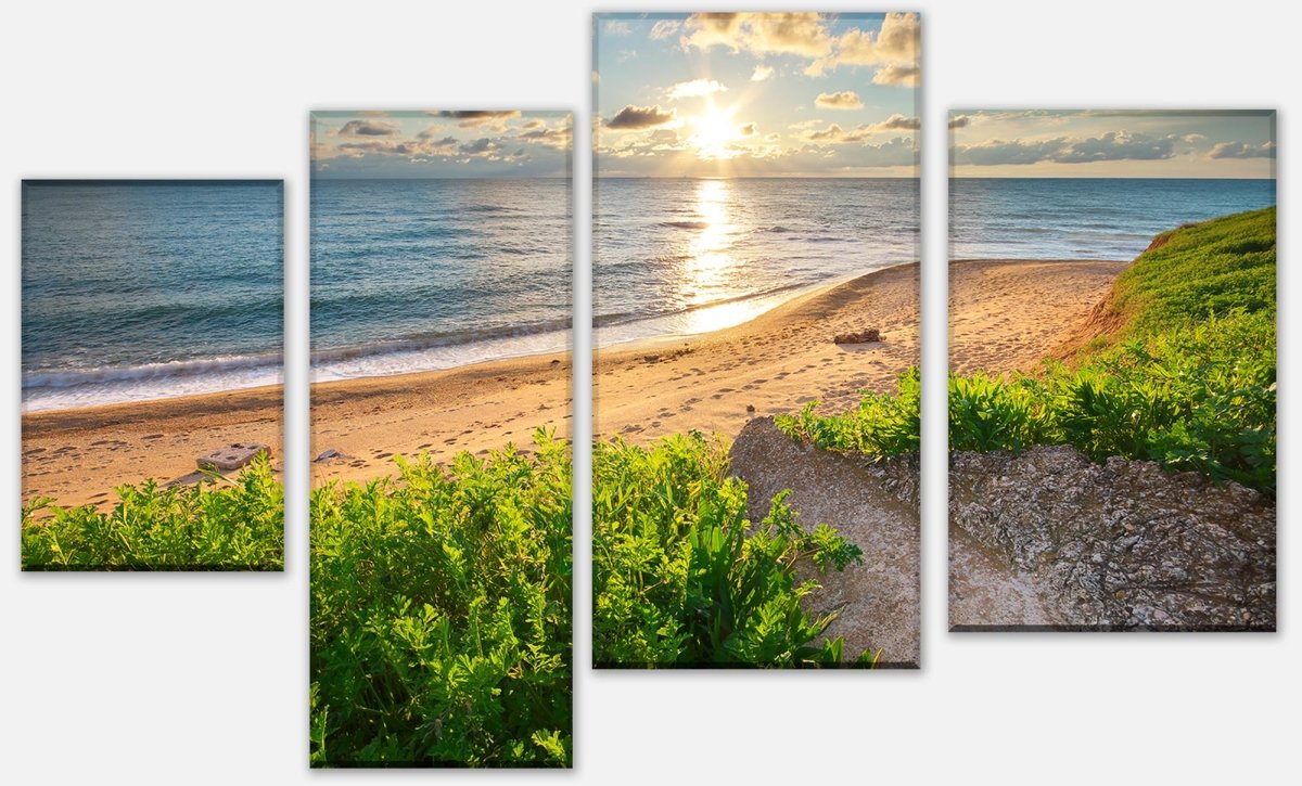 Leinwandbild Mehrteiler Himmel, Meer und grünes Gras M0922 Leinwandbild Mehrteiler Himmel, Meer und grünes Gras M0922