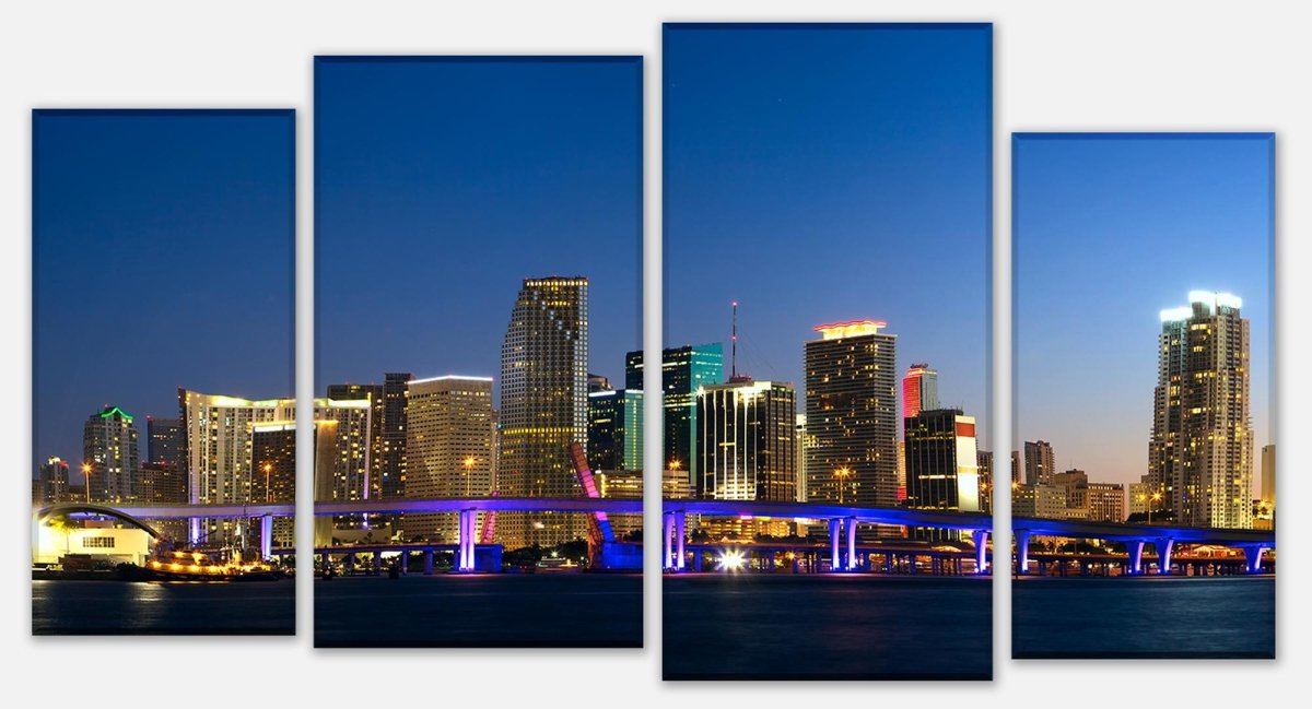 Leinwandbild Mehrteiler Downtown Miami Skyline Panorama M0932