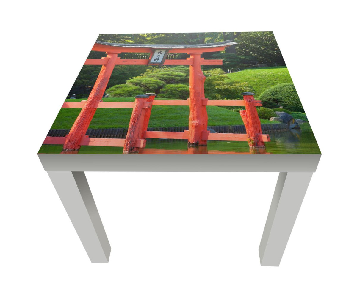 Beistelltisch Garten und Teich mit einem roten Zen-Turm M0950 entdecken - Bild 1