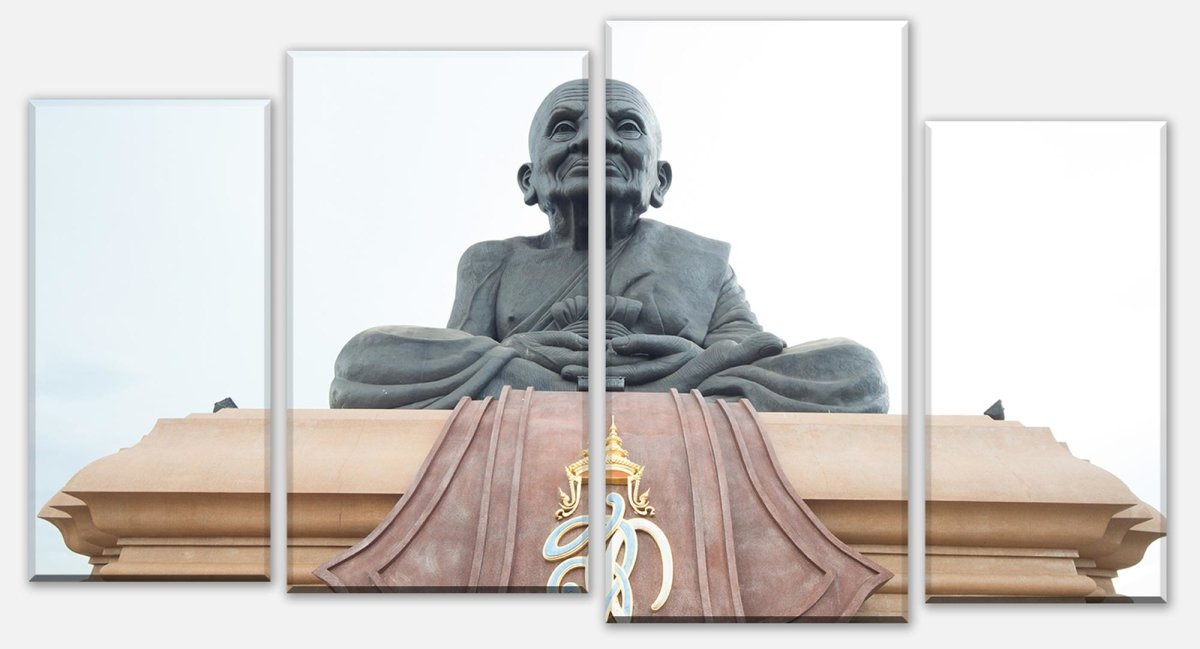 Leinwandbild Mehrteiler Statue in einem berühmten Tempel in Thailand M0953