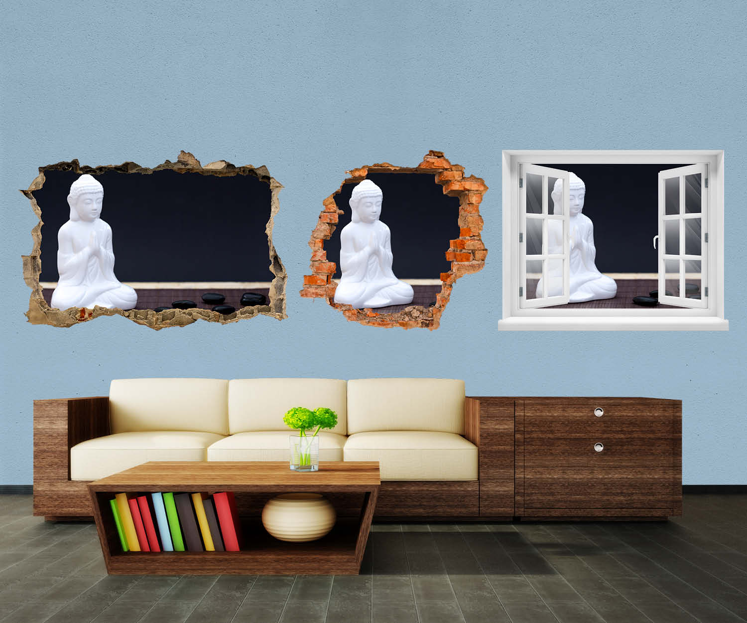 3D-Wandtattoo Weiße Figur in Meditationshaltung entdecken - Wandsticker M0967 - Bild 1