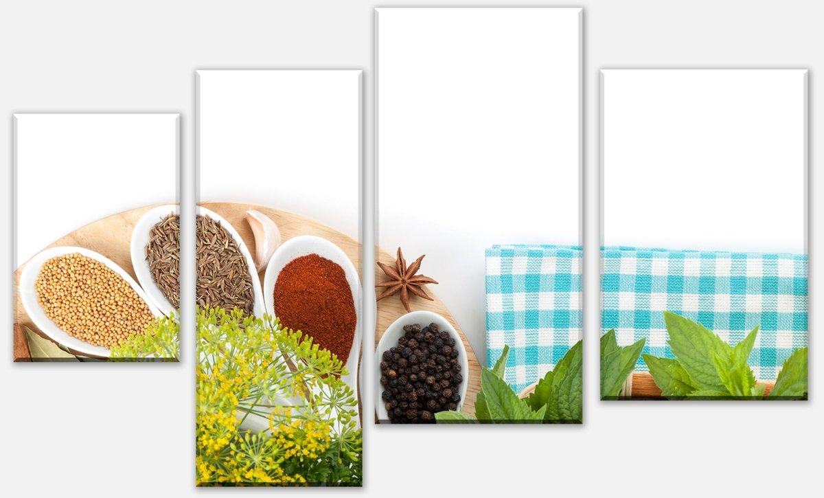 Leinwandbild Mehrteiler Auswähl aus Bunte Kräuter und Gewürze M0981 Leinwandbild Mehrteiler Auswähl aus Bunte Kräuter und Gewürze M0981
