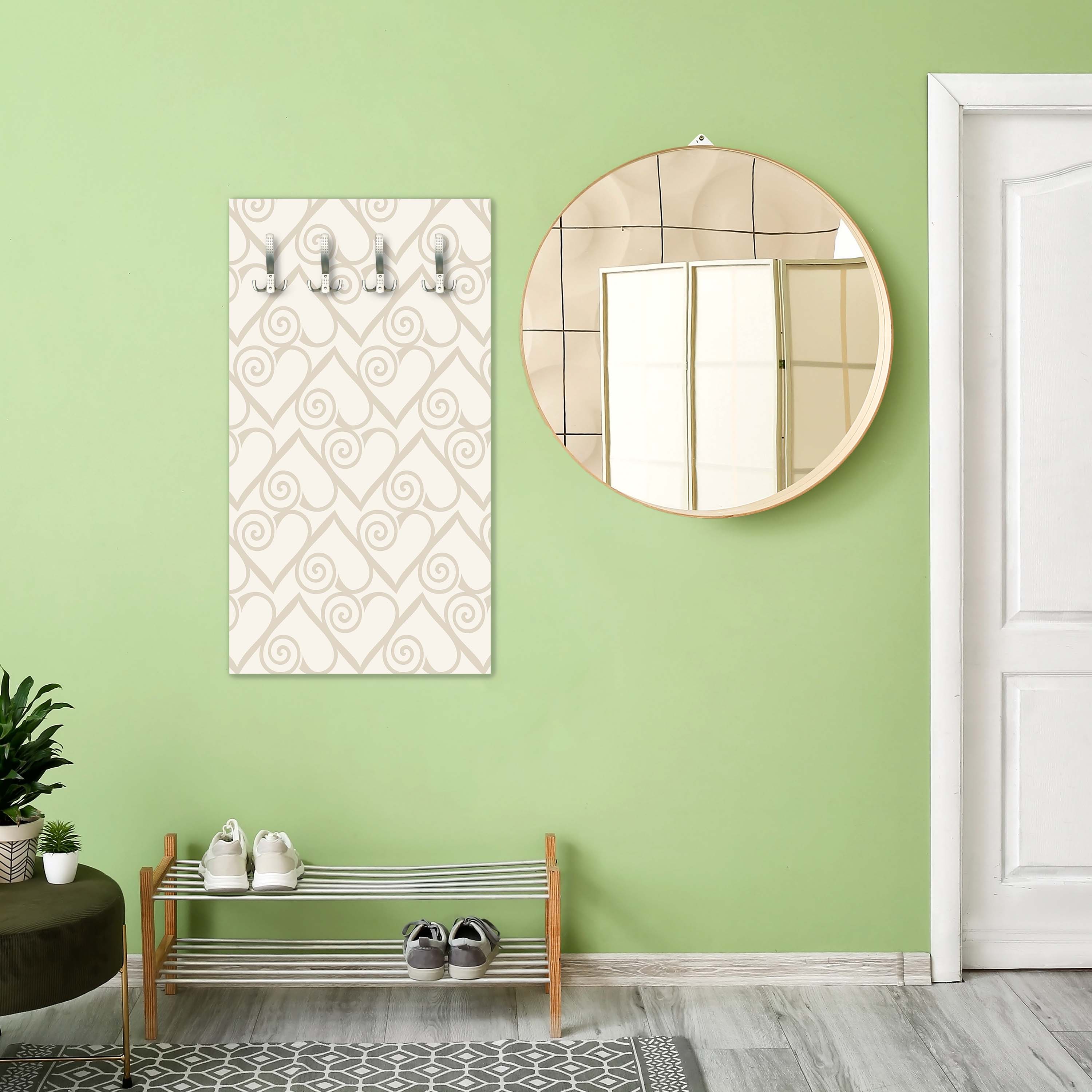 Garderobe Herzmuster auf beige Hintergrund M0994 entdecken - Bild 3 Garderobe Herzmuster auf beige Hintergrund M0994 entdecken - Bild 3