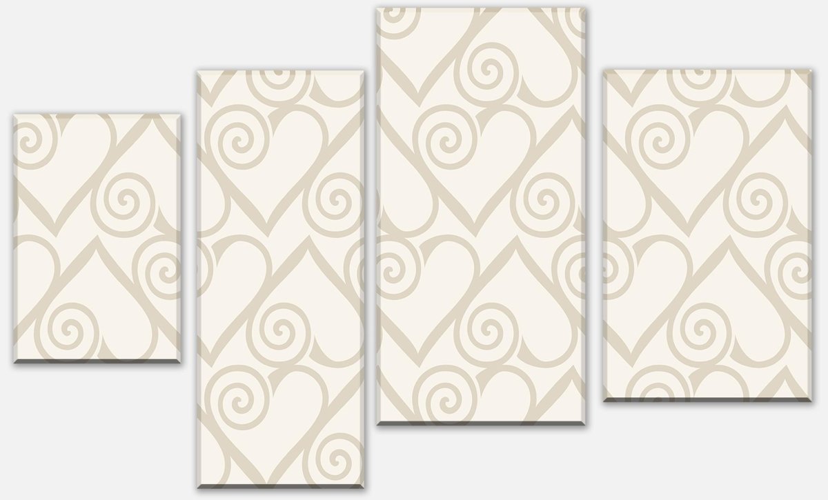 Leinwandbild Mehrteiler Herzmuster auf beige Hintergrund M0994 Leinwandbild Mehrteiler Herzmuster auf beige Hintergrund M0994