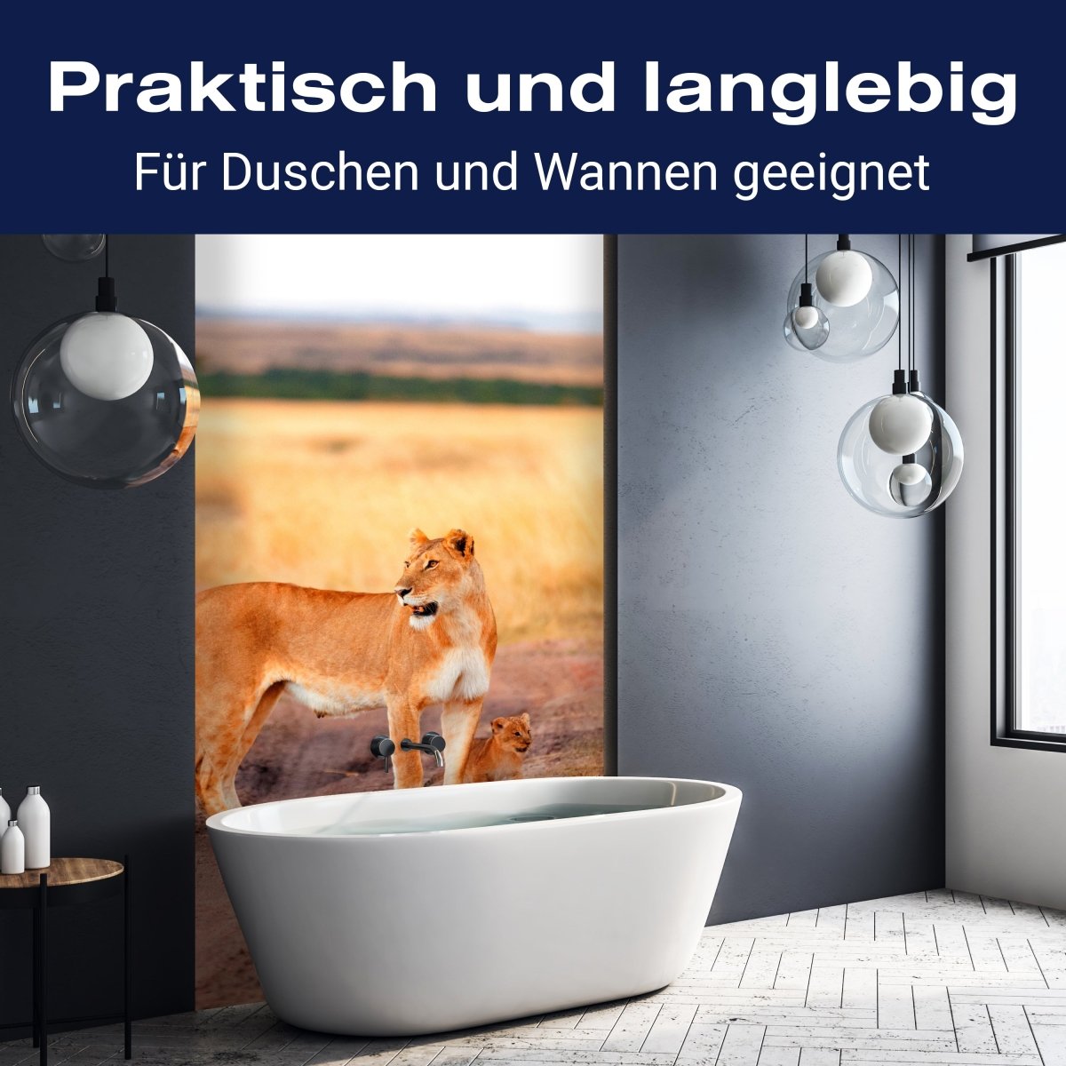 Duschwand Löwe mit einem Jungen, Kenia M1020 entdecken - Bild 3 Duschwand Löwe mit einem Jungen, Kenia M1020 entdecken - Bild 3