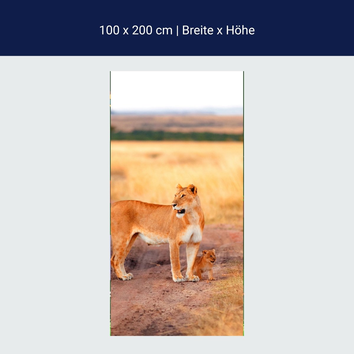 Türtapete Löwe mit einem Jungen, Kenia M1020