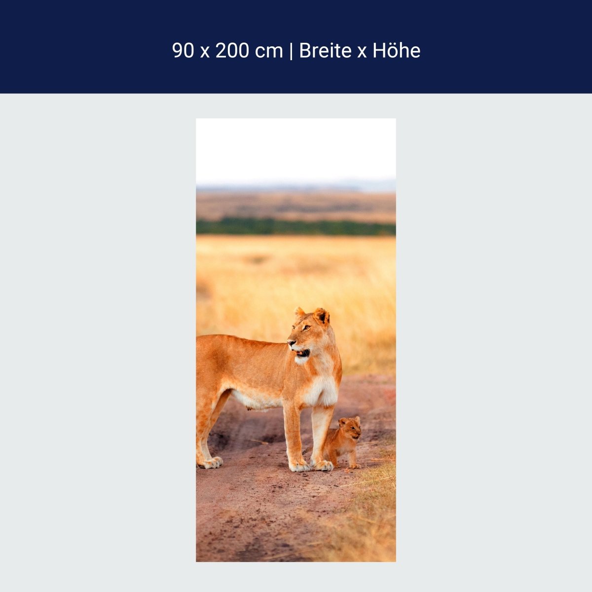 Türtapete Löwe mit einem Jungen, Kenia M1020