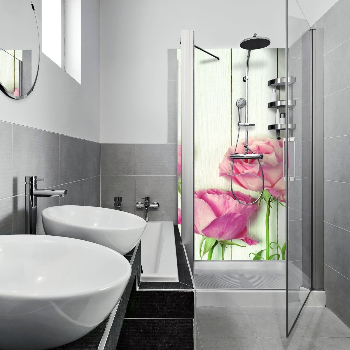 Duschwand Frische Gartenrosen M1021 entdecken - Bild 1 Duschwand Frische Gartenrosen M1021 entdecken - Bild 1