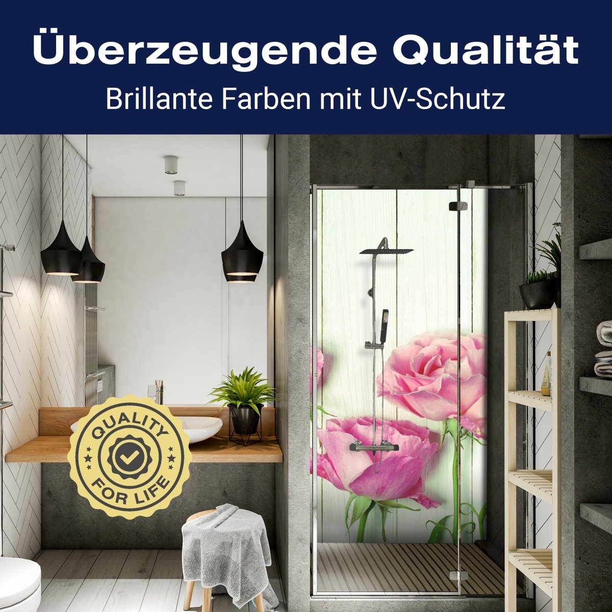 Duschwand Frische Gartenrosen M1021 entdecken - Bild 2 Duschwand Frische Gartenrosen M1021 entdecken - Bild 2