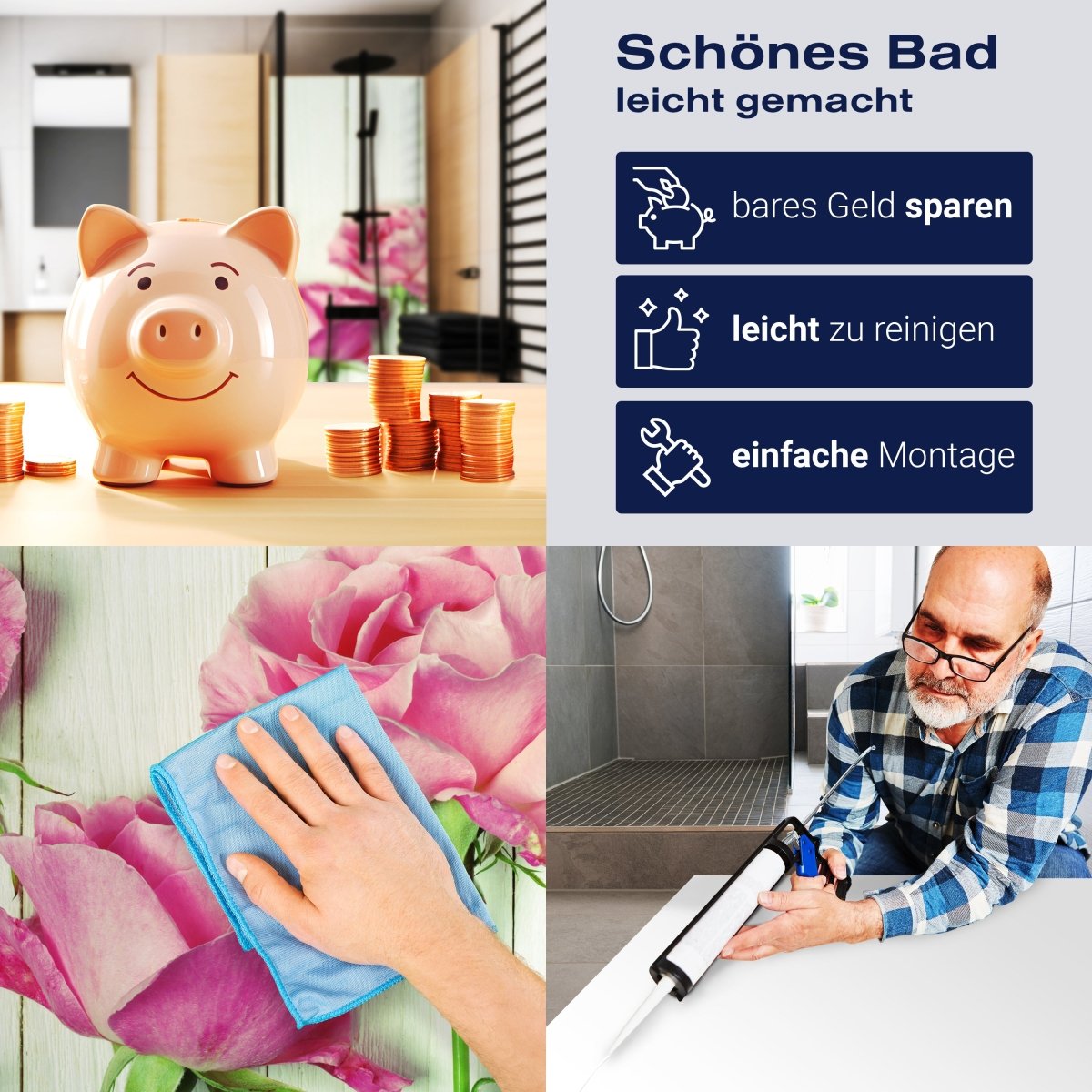 Duschwand Frische Gartenrosen M1021 entdecken - Bild 7 Duschwand Frische Gartenrosen M1021 entdecken - Bild 7